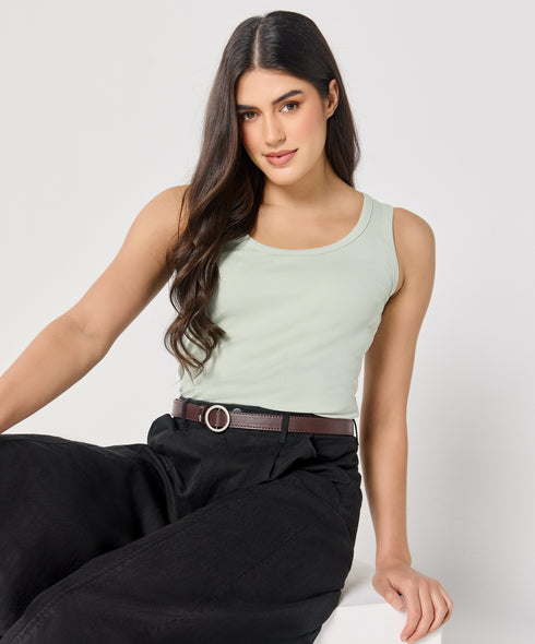 Light Green Rib Cami Top